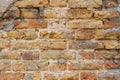 Old brick wall of brown color. Texture grunge background. Close up Royalty Free Stock Photo