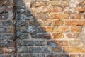 Old brick wall of brown color. Texture grunge background. Close up Royalty Free Stock Photo