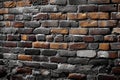 Old brick wall built with weathered stone material, displaying rusticity