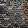 Old brick wall built with weathered stone material, displaying rusticity