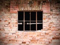 Old brick wall construction with broken windows Royalty Free Stock Photo