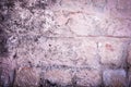 old brick wall. cracked concrete. pink, purple, brown texture. vintage background. rustic style, mold. Royalty Free Stock Photo