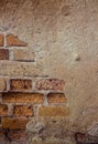 Old brick wall cracked vintage background. Royalty Free Stock Photo