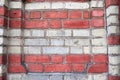 Old brick wall with cracks. Brickwall detail for background  texture. Vintage fence Royalty Free Stock Photo