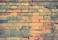 Old brick wall with cracks and scratches. Brick wall background. Distressed wall with broken bricks texture Royalty Free Stock Photo