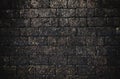 Old brick wall dark black stone vintage effect / Rough grunge brick texture background pattern abstract Royalty Free Stock Photo