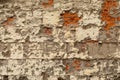 Old brick wall with destroyed plaster and concrete. Dismantling the building Royalty Free Stock Photo