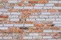 Old, Brick wall with a factorial relief and white-red color. Texture Royalty Free Stock Photo