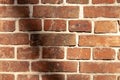 Old brick wall, grunge texture of red stone blocks close-up Royalty Free Stock Photo