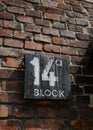 House number 14a outside on of the buildings the Auschwitz Birkenau Royalty Free Stock Photo