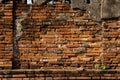 Old brick wall heritage from Ayuttaya historical temple Royalty Free Stock Photo