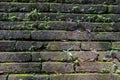 Old brick wall with natural green moss and beautiful light and shadow for wallpaper background Royalty Free Stock Photo