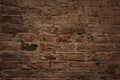 Old brick wall, old texture of red stone blocks close-up Royalty Free Stock Photo