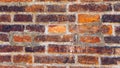 Old brick wall, old texture of red stone blocks closeup. The texture of the brick. Background of empty brick basement wall. Grunge Royalty Free Stock Photo