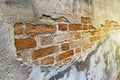 Old brick wall pattern background, vintage warm light Royalty Free Stock Photo