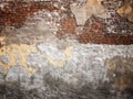 Old brick wall with peeling plaster, dark background for design Royalty Free Stock Photo