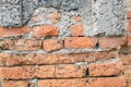 Old brick wall with peeling plaster, grunge background Royalty Free Stock Photo