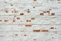 Old brick wall poorly dyed. A photograph with the texture of a destroyed stone and peeling paint. Royalty Free Stock Photo