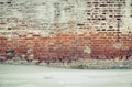 Old brick wall red brick and white plaster covered by whitewash Royalty Free Stock Photo