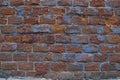 Old brick wall, red, destroyed, close, natural background, city