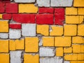 Old brick wall with red and yellow bricks. Royalty Free Stock Photo