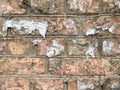 Old brick wall with the remains of paper ads. Vintage. Retro. Texture abstraction. Royalty Free Stock Photo