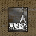 Old brick wall rusty metal sheet iron rock music Royalty Free Stock Photo