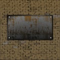 Old brick wall rusty metal sheet
