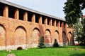 The old brick wall of the Smolensk Kremlin. Royalty Free Stock Photo