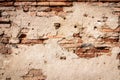 Old brick wall with stains. Dirty brick walls that are not plastered background and texture. Background of old vintage brick walls Royalty Free Stock Photo