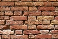 Old brick wall texture background closeup, sunlight Royalty Free Stock Photo