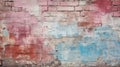 Old brick wall texture background, cracked paint and plaster on brickwork Royalty Free Stock Photo