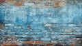 Old brick wall texture background, damaged blue plaster and paint