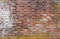 Old Brick Wall Texture.  Grungy Wide Brickwall. Grunge Red Stonewall Background.  Abstract Web Banner. Copy Space. Shabby Building Royalty Free Stock Photo