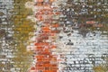 Old Brick Wall Texture.  Grungy Wide Brickwall. Grunge Red Stonewall Background.  Abstract Web Banner. Copy Space. Shabby Building Royalty Free Stock Photo