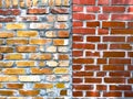 Old brick wall texture, yellow and red brickwork pattern as background Royalty Free Stock Photo