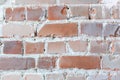 Old brick wall with white paint background texture close up Royalty Free Stock Photo