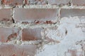 Old brick wall with white paint background texture close up Royalty Free Stock Photo