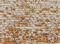 Old brick wall with white paint background texture close up Royalty Free Stock Photo