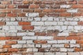 Old brick wall with white paint and red bricks. AI generative Royalty Free Stock Photo