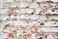 Old brick wall with white plaster and red bricks background. Royalty Free Stock Photo