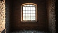 Old Brick Wall with Window Dramatic Light Abandoned Building Royalty Free Stock Photo