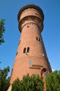 Old brick water tower in Gizycko, Masuria, Poland. 