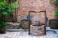 Old brick well or pond with brick wall Royalty Free Stock Photo
