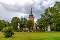 Old bricked red church on the Swedish countryside Royalty Free Stock Photo