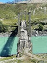 Old bridge across the Katun river in the Inya village, Altai, Russia