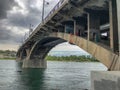 The old bridge on the Angara River. Irkutsk. Royalty Free Stock Photo