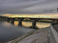 The old bridge on the Angara River. Irkutsk. Royalty Free Stock Photo