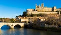 Old Bridge and cathedral of Saint Nazaire, Beziers Royalty Free Stock Photo