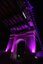 Old bridge column highlighted in purple by night